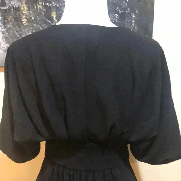 Alexia Admor August Draped Midi Fit & Flare Puffed Sleeved Dress-Size 4 - Picture 7 of 15